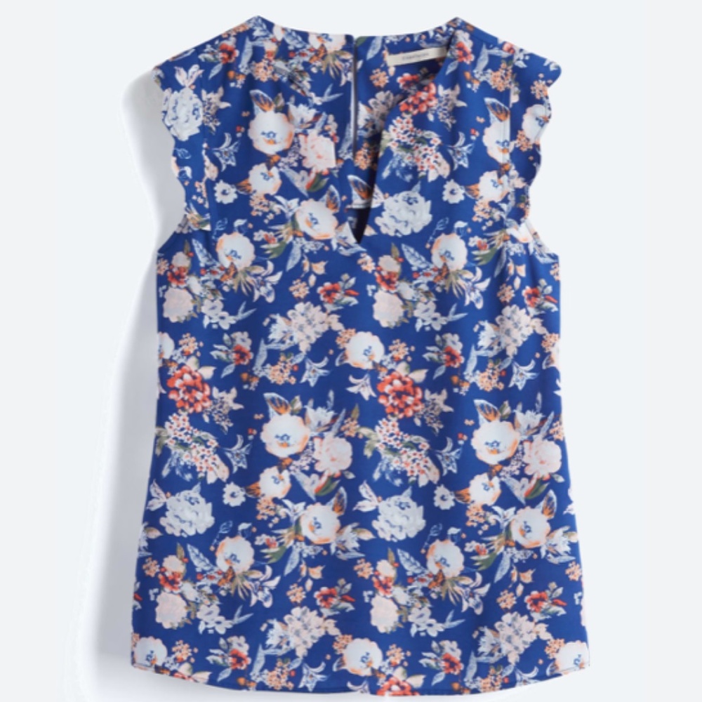 Stitch Fix 41 HAWTHORN Dawney Scallop Trim Blouse M | Blue